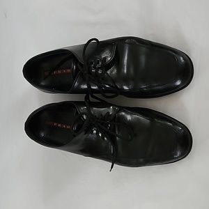 Prada Men's Shiny Black Leather Derbys